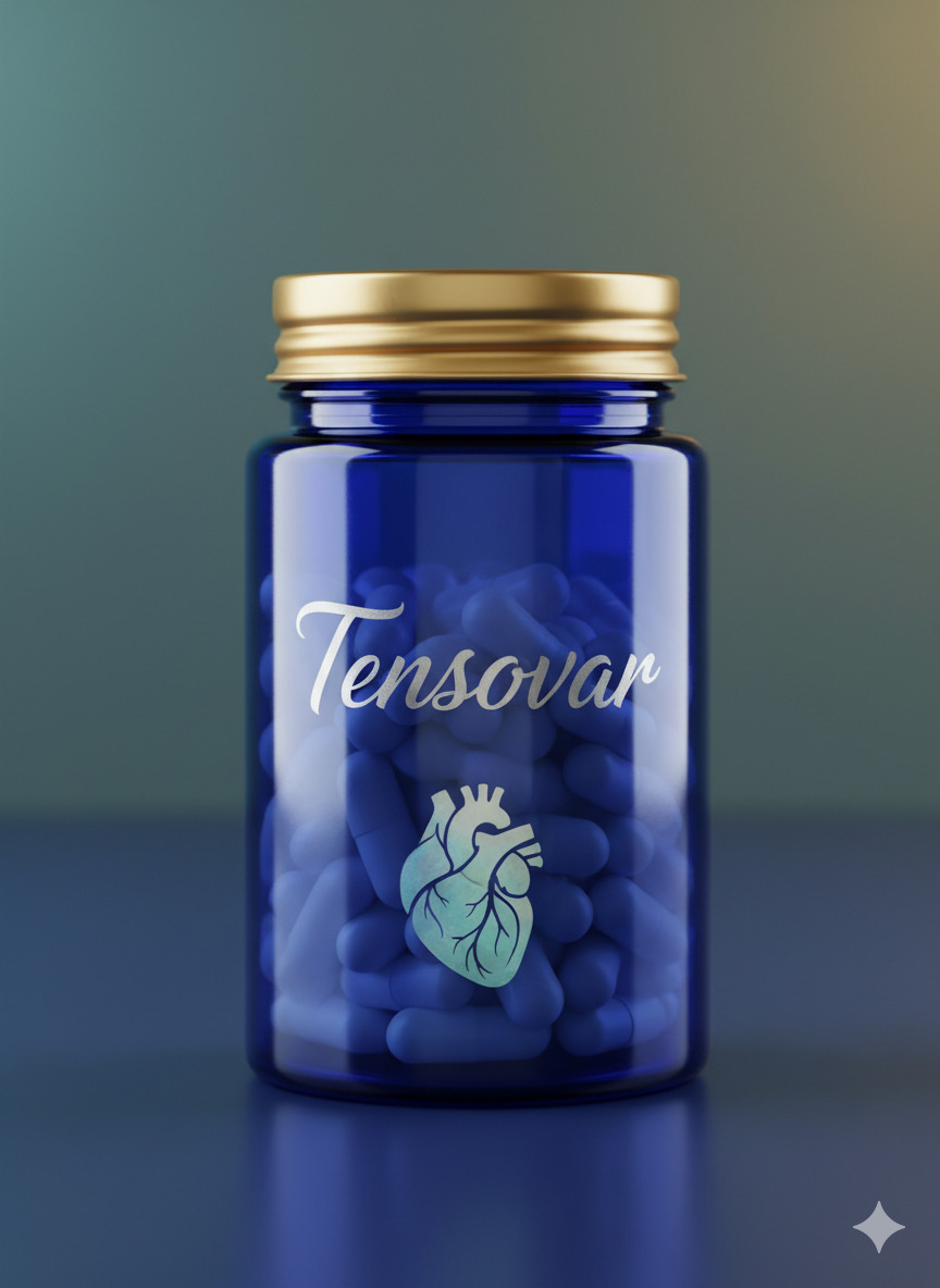 Tensovar product packaging standing on a clean light background